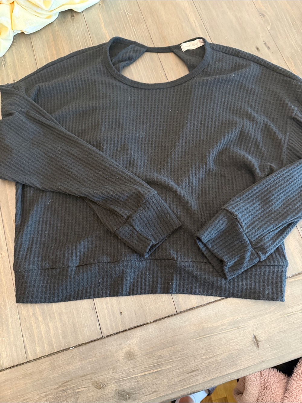 Black Waffle Knit Long Sleeve Top
Med
Never worn